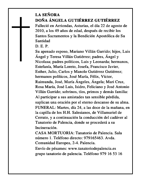 Doña Ángela Gutiérrez Gutiérrez