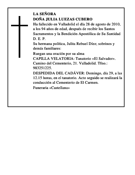 Doña Julia Luezas Cubero