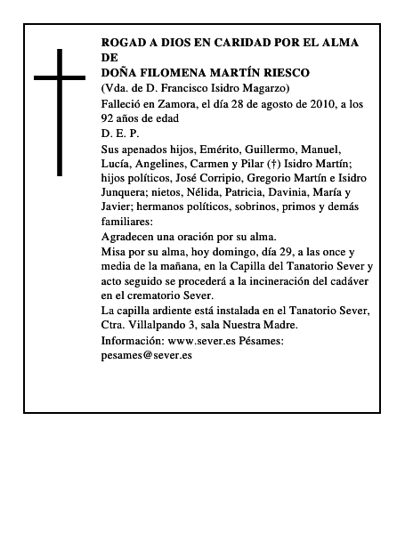 Doña Filomena Martín Riesco