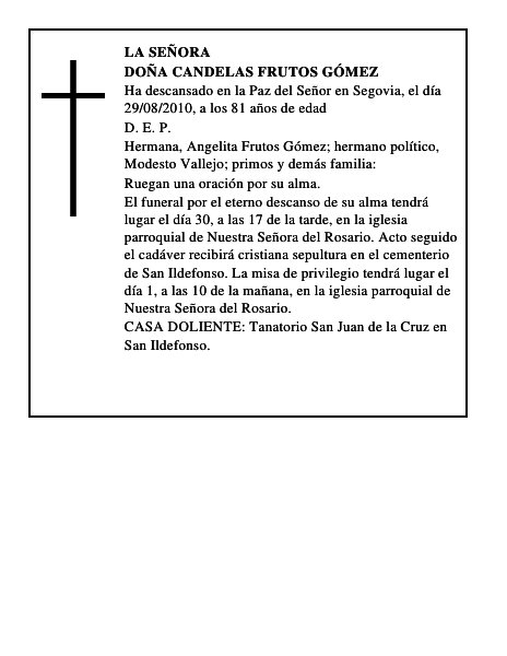 Doña Candelas Frutos Gómez