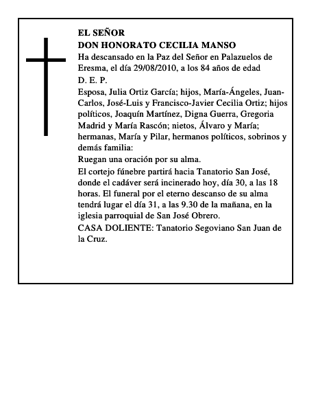 Don Honorato Cecilia Manso