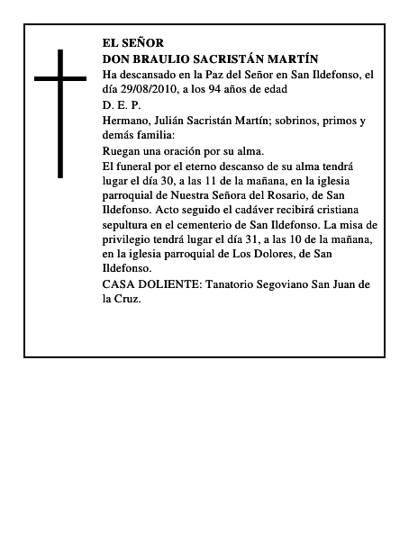 Don Braulio Sacristán Martín