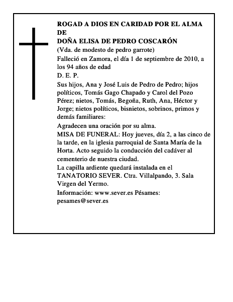 Doña Elisa de Pedro Coscarón