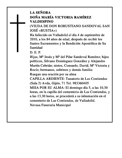 Doña María Victoria Ramírez Valdespino