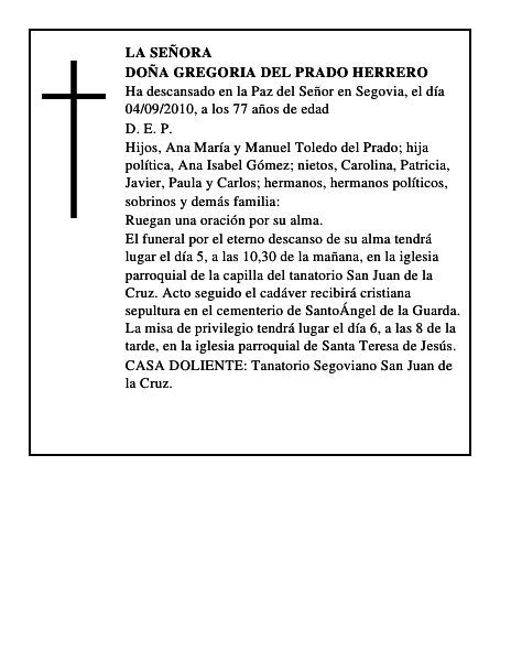 Doña Gregoria del Prado Herrero