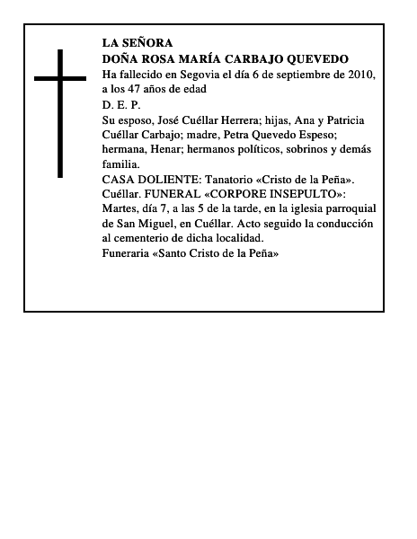 Doña Rosa María Carbajo Quevedo