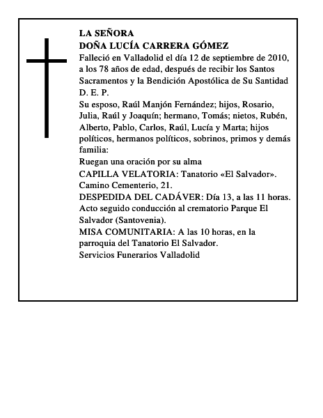 Doña Lucía Carrera Gómez