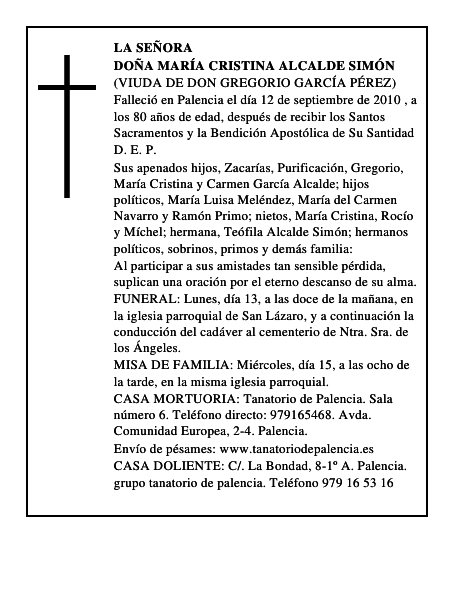 Doña María Cristina Alcalde Simón