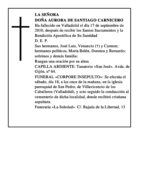 Doña Aurora de Santiago Carnicero
