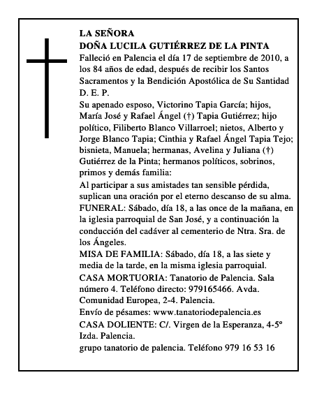 Doña Lucila Gutiérrez de la Pinta