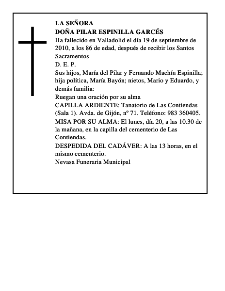 Doña Pilar Espinilla Garcés