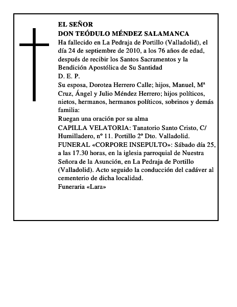 Don Teódulo Méndez Salamanca