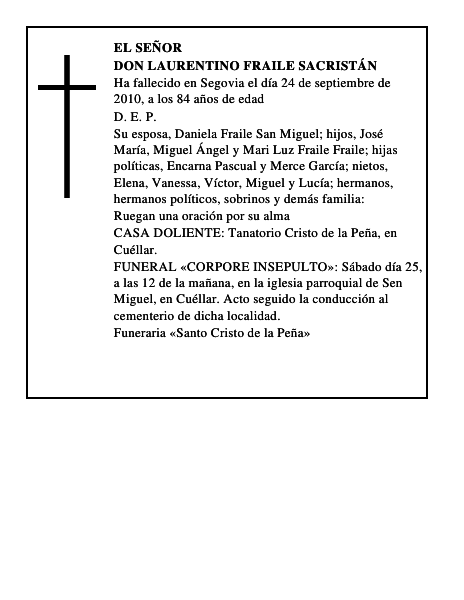 Don Laurentino Fraile Sacristán