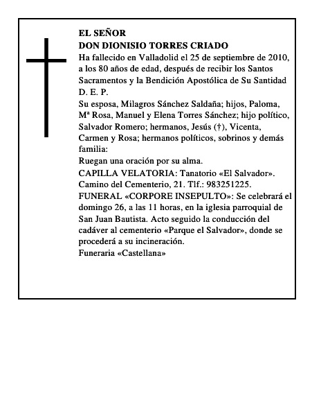 Don Dionisio Torres Criado