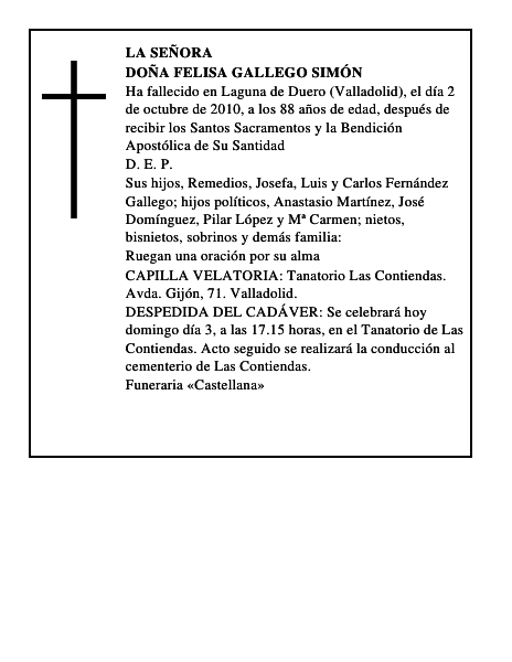 Doña Felisa Gallego Simón