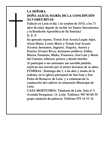Doña Alicia María de la Concepción Álvarez Rivas