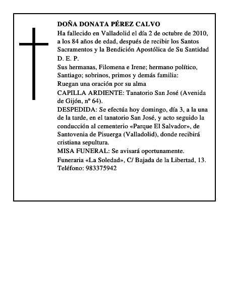 Doña Donata Pérez Calvo