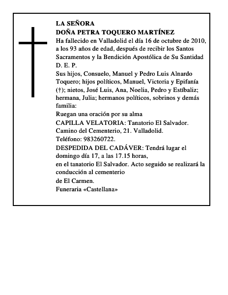 Doña Petra Toquero Martínez