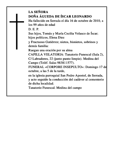 Doña Águeda de Íscar Leonardo