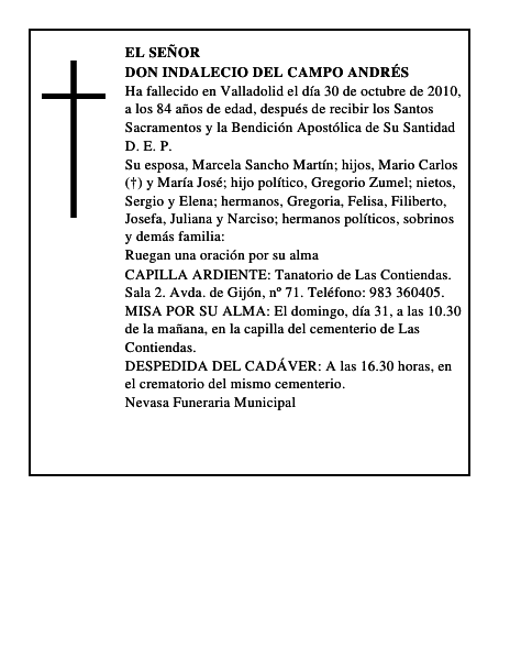 Don Indalecio del Campo Andrés