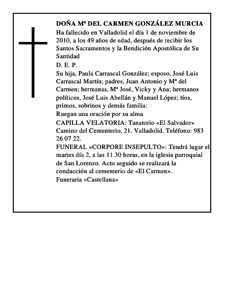 Doña Mª del Carmen González Murcia