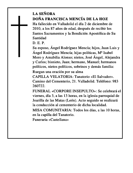 Doña Francisca Mencía de la Hoz