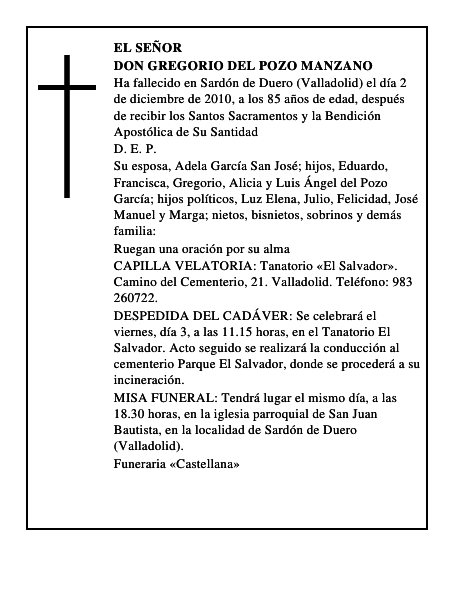 Don Gregorio del Pozo Manzano