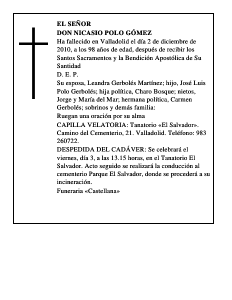 Don Nicasio Polo Gómez