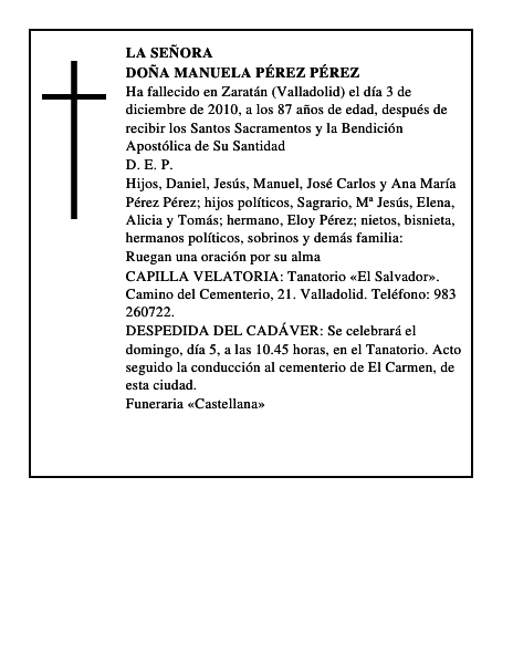 Doña Manuela Pérez Pérez