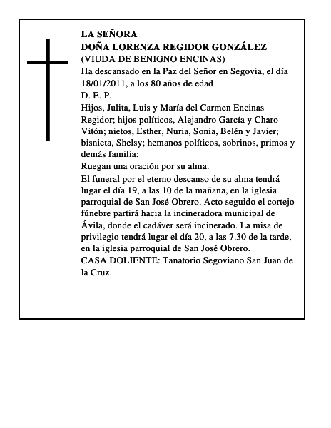 Doña Lorenza Regidor González