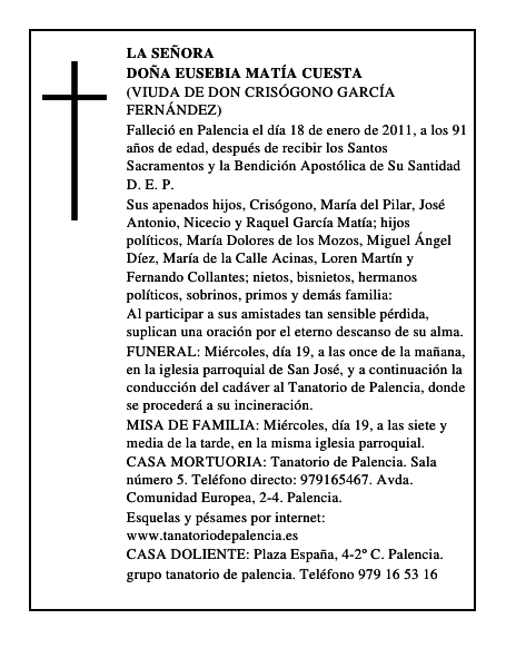 Doña Eusebia Matía Cuesta