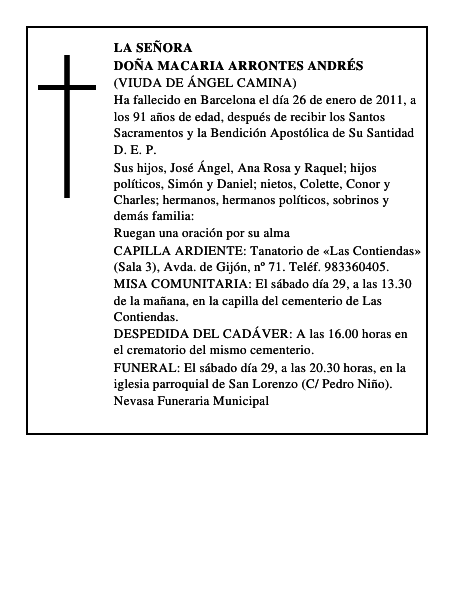 Doña Macaria Arrontes Andrés