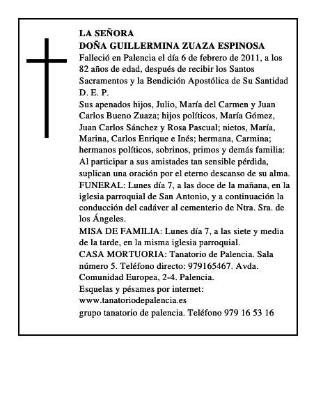 Doña Guillermina Zuaza Espinosa