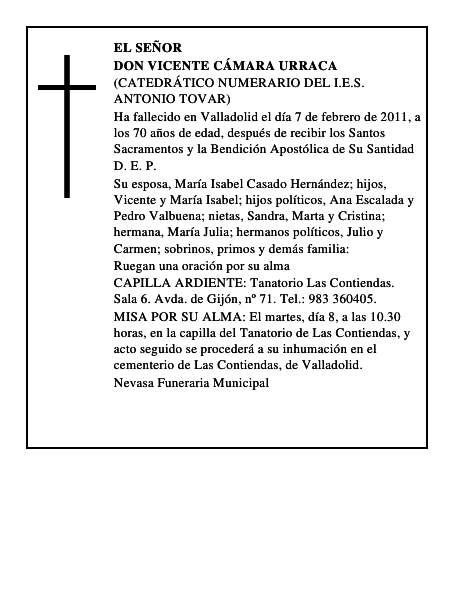 Don Vicente Cámara Urraca