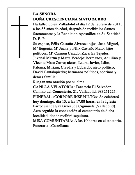 Doña Crescenciana Mato Zurro