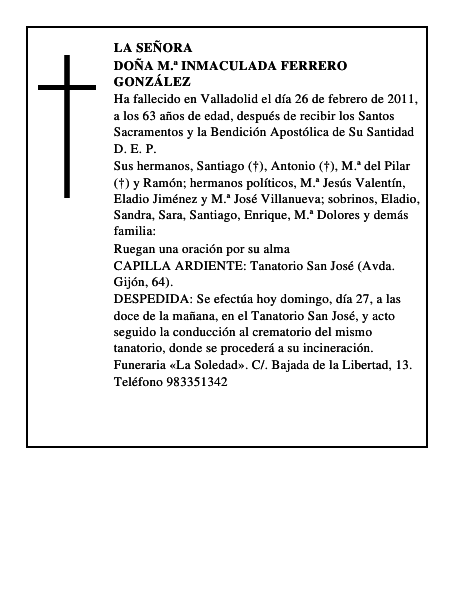 Doña M.ª Inmaculada Ferrero González