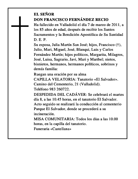 Don Francisco Fernández Recio