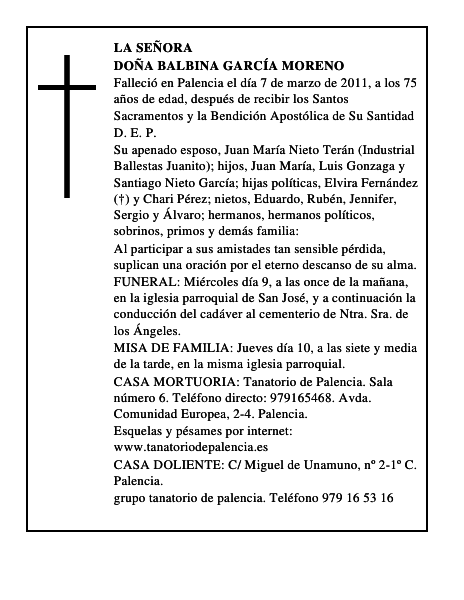 Doña Balbina García Moreno