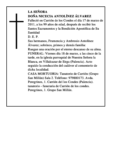Doña Nicecia Antolínez Álvarez