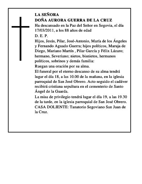 Doña Aurora Guerra de la Cruz