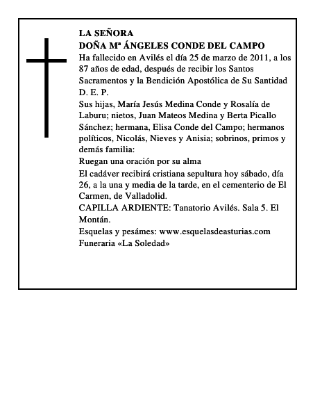 Doña Mª Ángeles Conde del Campo