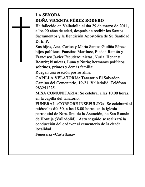 Doña Vicenta Pérez Rodero