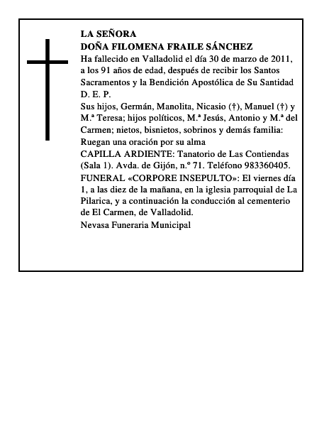 Doña Filomena Fraile Sánchez
