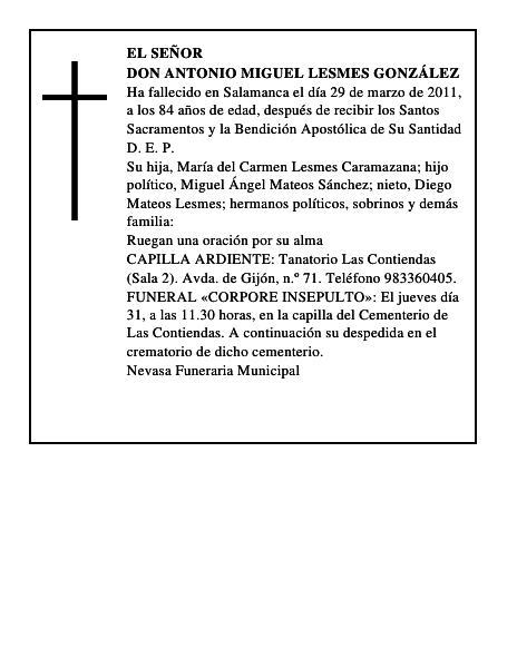 Don Antonio Miguel Lesmes González