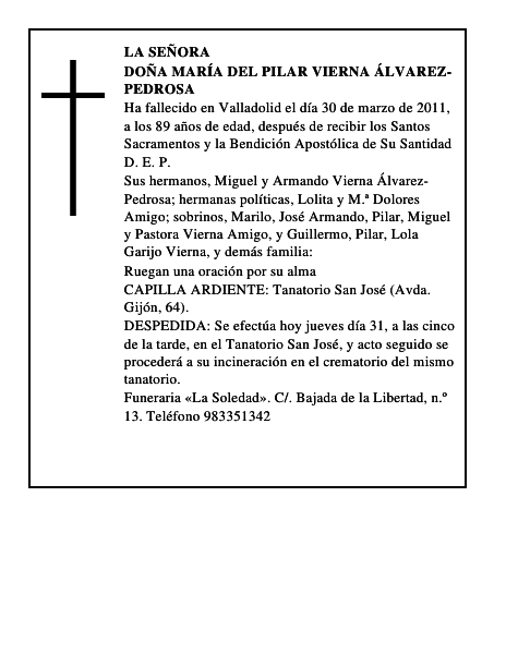 Doña María del Pilar Vierna Álvarez-Pedrosa