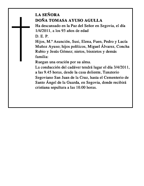 Doña Tomasa Ayuso Agulla