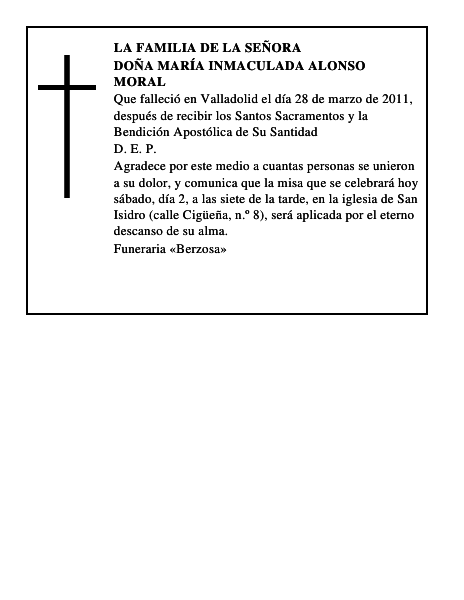 Doña María Inmaculada Alonso Moral