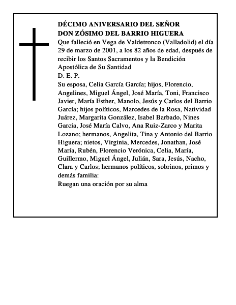 Don Zósimo del Barrio Higuera
