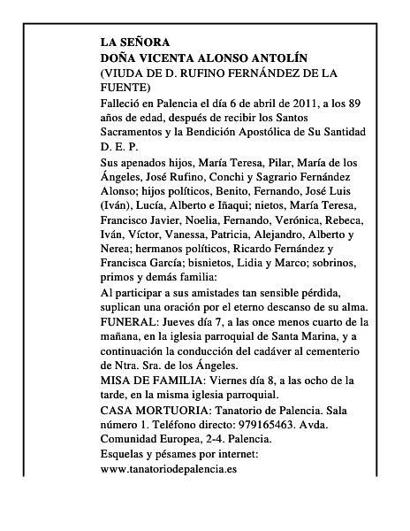 Doña Vicenta Alonso Antolín