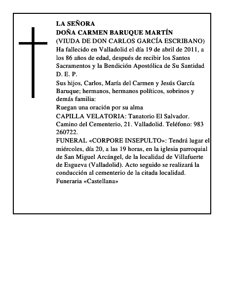 Doña Carmen Baruque Martín